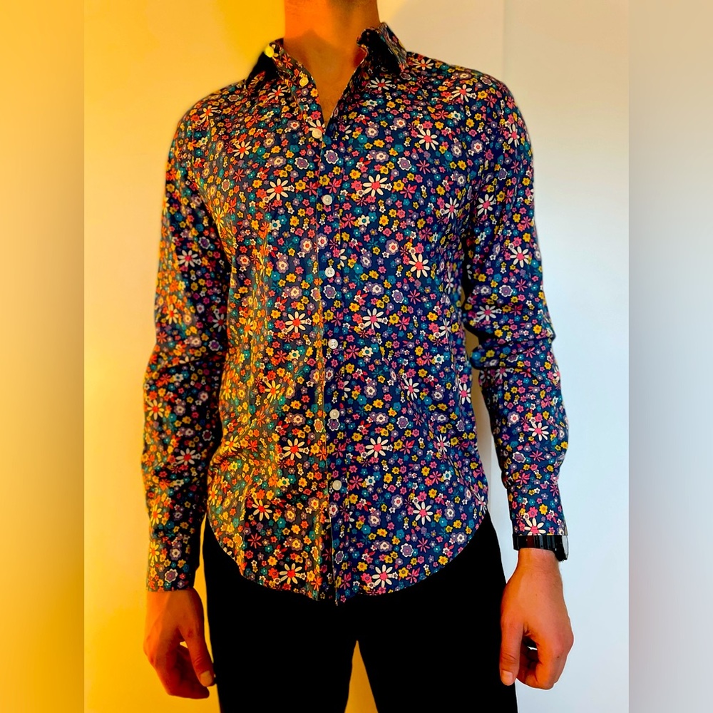 Moods of Norway - Purple Floral Button Down - 100% Cotton - Size L